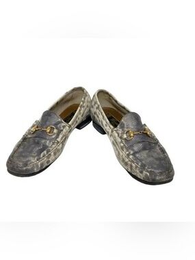 Gucci vintage Horsebit Loafers Roccia Snake Print Leather 6.5/36.5 womens